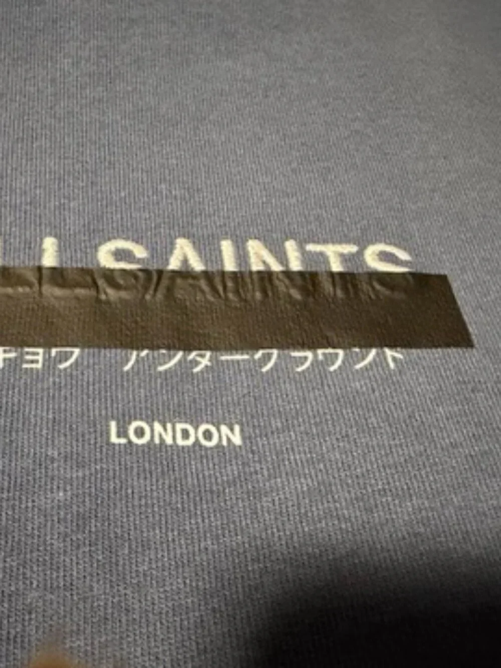 ALL SAINTS Redact Oversized Embroidered Logo T-Shirt Small Blue